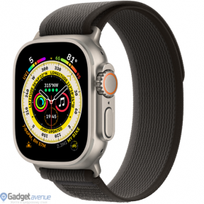 Apple Watch Ultra GPS + Cellular 49mm Titanium Case with Black/Gray Trail Loop - S/M (MQFW3)